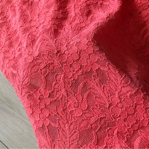 Charlotte Russe Ruched Sleeve Lace Top in Bright Orange Size S - Picture 7 of 9